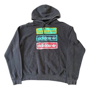 Adidas Men's Black Hoodie with Colorful Logo